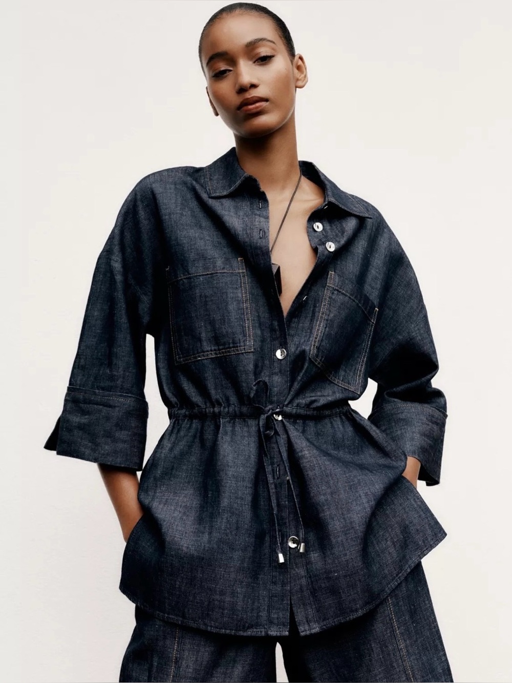 Zara Z1975 Denim Adjustable Waist Overshirt - Picture 1 of 6
